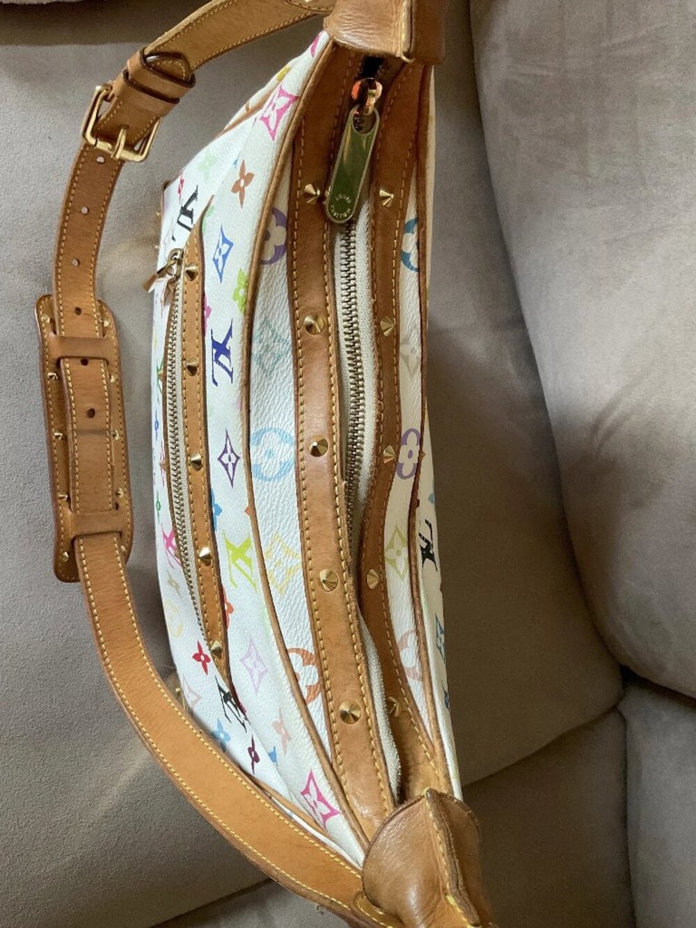 Louis Vuitton Vintage Multicolore Multicolor Boulogne Hobo Bag White Murakami - Picture 11 of 16
